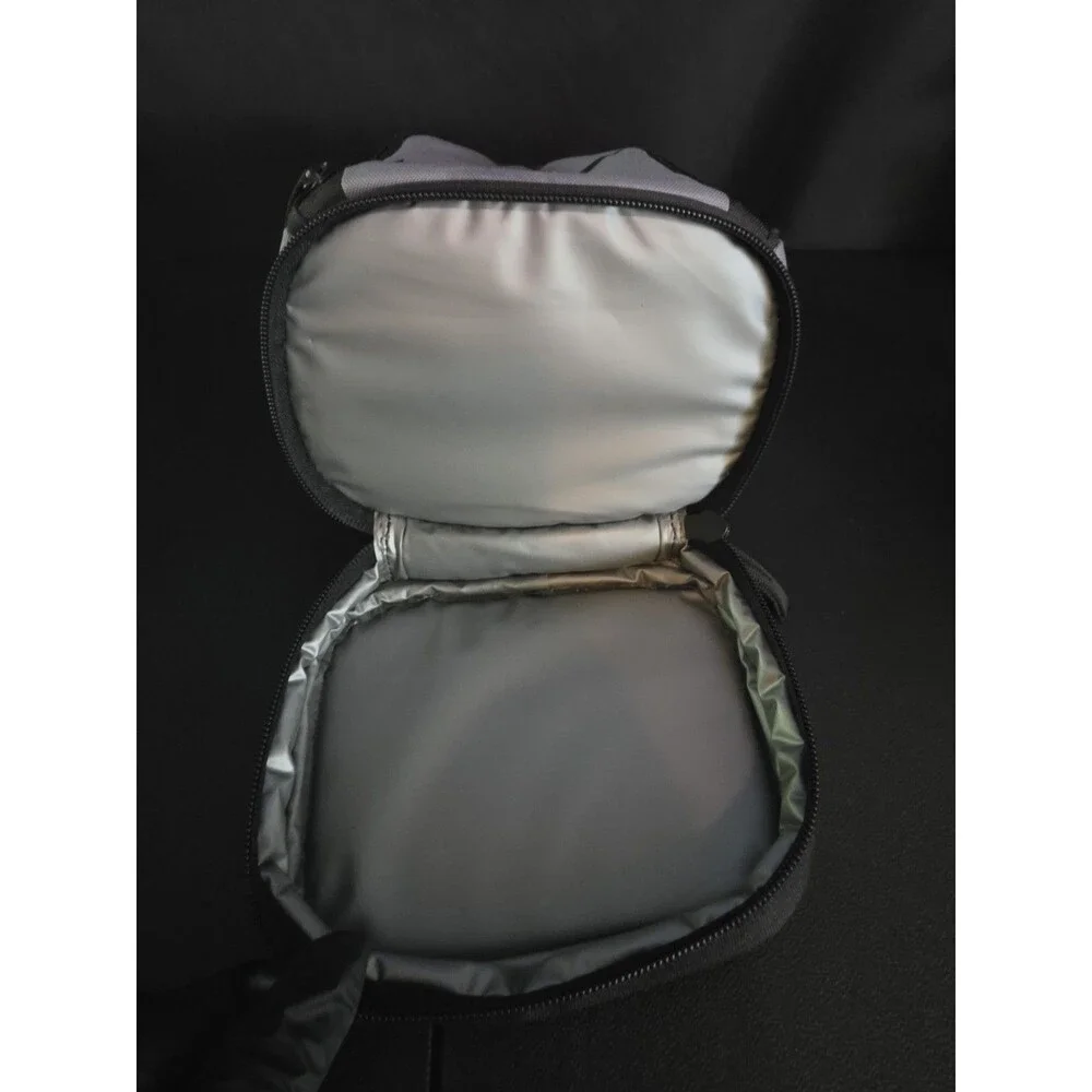 Nike Lunchbox Gray Insulated Zipper Pouch Top Handle Bottom Zip Black Swoosh